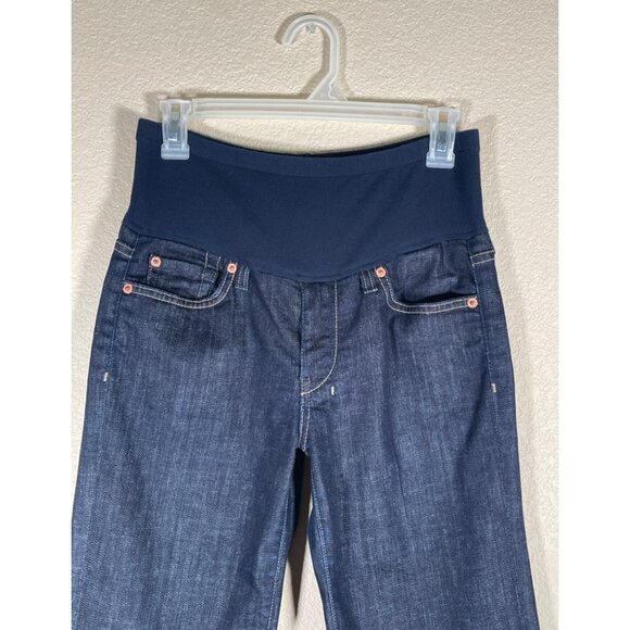 7 For All Mankind DOJO Maternity Crop Jeans Stretch Embroidered Back Pockets - Picture 4 of 7